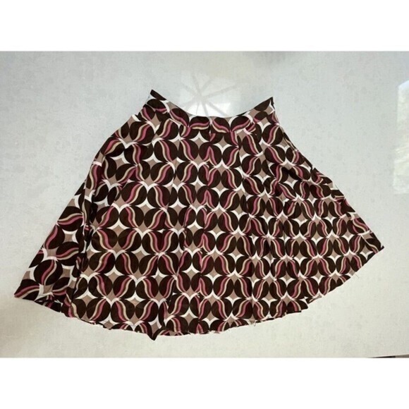 Apostrophe Skirt Size 4 A-Line Fit And Flare Brown Pink Geometric - Picture 2 of 9